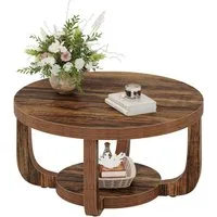 Tribesigns Couchtisch 2-stufiger runder Couchtisch mit Stauraum, Industrial Wohnzimmertisch