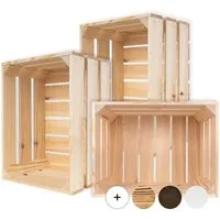Creative Deco Holzkiste 3x Weinkisten Set Obstkiste Holz (3 Kisten)