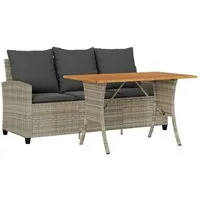 vidaXL Loungesofa Gartensofa 3-Sitzer mit Kissen & Tisch Hellgrau Poly Rattan, 1 Teile