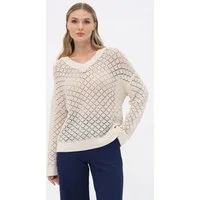 Passioni Strickpullover mit offenem Rautenstrickmuster