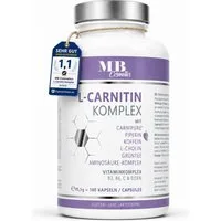 Medical Beauty Cosmetics L-Carnitin Carnipure Komplex mit Cholin, Koffein, Grüntee, 180 Kapseln, 1 er Packung à 95.5 g, Hochdosiert, vegan, glutenfrei, laborgeprüft, 3-Monats-Vorrat