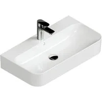 Aqua Bagno Aufsatzwaschbecken 70 cm weiß glänzend eckig wandhängend Waschbecken