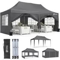 Sekey Faltpavillon Pavillons 3x6 m Partyzelte Gartenzelt Festzelt, Gartenpavillon mit 4 Seitenteilen und 2 Eingängen, Wasserdicht & UV50+