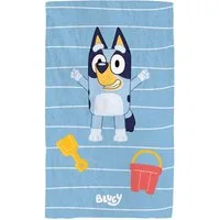 MTOnlinehandel Badetuch Bluey Strandmotiv, Kinder Strandtuch 70x120 cm, 100 % Baumwolle, Fröhliches Bluey Badetuch für Strand und Pool
