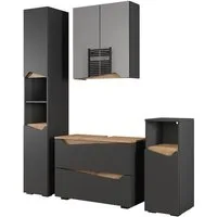 Vicco Badmöbel-Set Marelle, Anthrazit/Artisan, 4 Teile, (4-St., 4er Set)