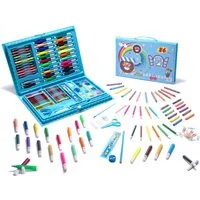Ikonka Malstift Malset im Koffer 86-teilig für Kinder kreatives Zeichnen Malkoffer, (Kreatives Zeichen und Malset für Kinder mit Koffer und Malzubehör, 86-tlg., 86-teiliges Malkoffer-Set mit Stiften, Farben und Zubehör für Kinder), umfangreiches Mals