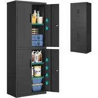 SONGMICS Aktenschrank Mehrzweckschrank, Stahl-Aufbewahrungsschrank, 5 Ebenen 4 Türen, 40 x 60/80 x 180 cm, 2 Schlösser, verstellbare Ablagen