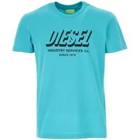 Diesel Rundhalsshirt Logo Print Slim Fit Bio Baumwolle - T-DIEGOS-A5 5II Türkis
