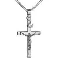 JEVELION Kreuzanhänger Kruzifix 925 Silber (Kreuzkette, für Damen und Herren), Mit Silberkette 925 - Länge wählbar 36 - 70 cm.