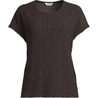 Crinkle-Shirt, Damen,  Braun, Polyester/Viskose/Polyester-Mischung, by Lands' End