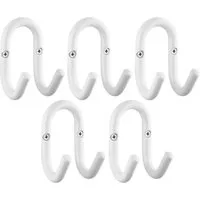 SO-TECH® Kleiderhaken Garderobenhaken FARA Doppelhaken Stahl, (5-St), 88 x 51 x 59 mm, Stangendurchmesser 10 mm, Stahl weiß