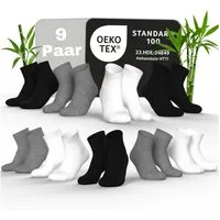 MEDOLY Komfortsocken Bambus Quarter-Socken gegen Schweißfüße, mit 72% Viskose (9 Paar) aus Bambus-Zellstoff