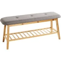 HAKU Schuhbank Flurbank, Garderobenbank, Sitzbank, rechteckig - aus Textil Grau - B/T/H 100/30/44 cm