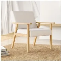 HOMCOM Relaxsessel Loungesessel mit Armlehnen, Polstersessel in Leinenoptik (Akzentsessel, 1-St., Sessel), Cremeweiß, 64 x 70 x 72 cm