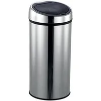 MSV Mülleimer Design Abfalleimer mit Touch-Automatik, bequemes und geräuschloses Öffnen, geruchsdicht, Edelstahl, 30 L, silber