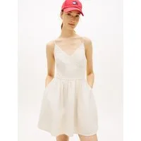 Tommy Jeans Minikleid TJW LINEN SKATER DRESS in Extra Slim Fit, Leinen-Mix