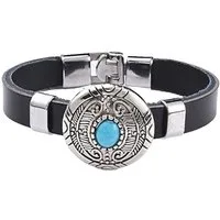Westernlifestyle Lederarmband Armband mit türkisem Stein auf rundem Concho
