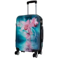 Trendyshop365 Hartschalen-Trolley Orchidee, bunter Koffer mit Blumen-Motiv, 3 Größen, Zahlenschloss, Polycarbonat, Dehnfalte