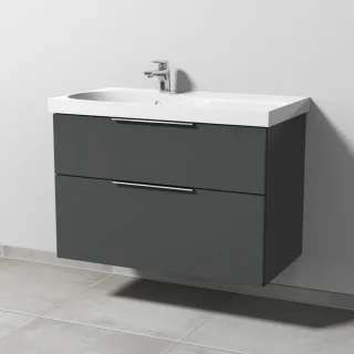 Sanipa 3way Waschtischunterbau zu Geberit Acanto Waschtisch mit 2 Auszügen, Anthrazit-Matt UM41922