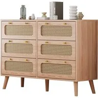 FUROKOY Sideboard Kommode Mit rutschfesten Tischbeinen und Kippschutzvorrichtung, 100x34x73 cm,Mit 6 Schubladen,Mit geräuscharmem Dämpfungsschlitten