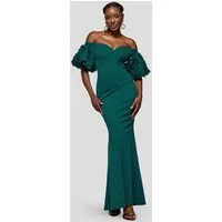 Goddiva Maxikleid Off The Shoulder 3D Puffed Sleeve Sweetheart Maxi Dress Langes Kleid, Schulterfrei, Herz-Ausschnitt