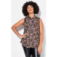 Angel of Style Spitzenbluse Bluse ärmellose A-Linie Animalmuster