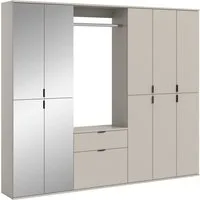 Home affaire Garderoben-Set TRONDHEIM, 6-teilig, Breite 213cm, individuell platzier- & erweiterbar, (Set, 5-St., bestehend aus: 3x Garderobenschrank & 3-tlgs. Zwischenbauelement), Garderobenschrank, Kleiderschrank, Schrankkombination, Garderobe