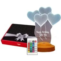 Geschenkelampe LED Nachttischlampe Vier Herzen 3D LED Geburtstagslampe Geschenkelampe, LED fest integriert, 6 Farben, LED Lampe