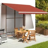 furnicato Markise Markisenbespannung 430x345 cm in Orange und Braun UV-beständiges Markisentuch, wasserabweisend inkl. Volant für Garten