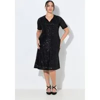 Ulla Popken Midikleid Paillettenkleid A-Linie Halbarm