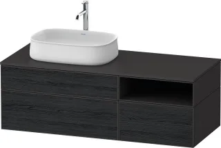 Duravit Zencha Konsolenwaschtischunterbau wandhängend Eiche Schwarz & Graphit Matt & Supermatt 1300x ZE4828016800000
