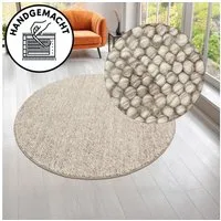 LeGer Home by Lena Gercke Teppich Ainhoa, handgewebt, Wolle, rund, Höhe: 12 mm, Teppich, Wohnzimmer, Schlafzimmer, Esszimmer