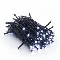 Spetebo LED-Lichterkette Außen Lichterkette kalt weiß mit Timer 96 LED, Garten Deko Beleuchtung mit 8 Funktionen - Batterie betrieben