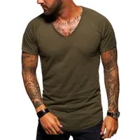 Style-Division T-Shirt mit V-Ausschnitt für Herren V-Neck Shirt Basic im Oversize-Look