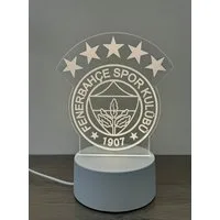 Stelby LED Nachtlicht Fenerbahce 3D-LED-Lampe – Warmweiße Acryl-Nachtleuchte, LED fest integriert, Fußball Fanartikel Tischlampe mit 5 Sternen, USB-Kabel & Geschenkbox