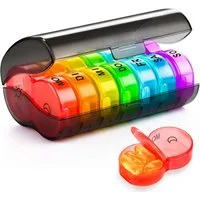 Venkuber Pillendose runde Tablettenbox für 7 Tage mit Druckverschluss