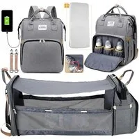 wohnTRAUM24 Wickelrucksack Baby Wickelrucksack, Wickeltasche Multifunktions Reise Rucksack (mit Wickelunterlage multifunktional Wasserabweisend und Kinderwagengurte, Große Kapazität Rucksack für unterwegs)