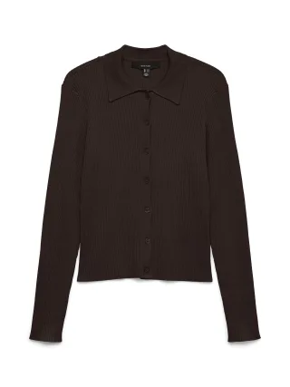 VERO MODA - VMVADIN LS POLONECK CARDIGAN Chocolate Torte - Gr. - XL