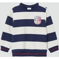 s.Oliver Sweatshirt Sweatshirt Gestreiftes Sweatshirt mit Rippbündchen