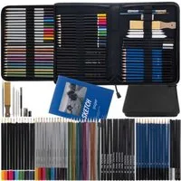 MAALEO Bleistift XXL 74-tlg. Skizzier- Malset im Etui – für Künstler & Hobbyzeichner, (Komplettes Skizzier- und Malset mit Bleistiften, Pastellstiften und mehr., 74-tlg., Künstler-Set im Etui mit Skizzierstiften, Kohle und Zubehör), 74-teiliges Set, 