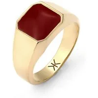 Kuzzoi Siegelring Siegelring Quadrat Emaille Rot 925 Sterling Silber