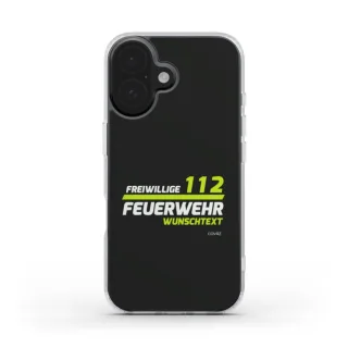 Handyhülle COVRZ | Freiwillige Feuerwehr 112 | Clear Case | Schwarz | Personalisierbar | MagSafe®-fähig | iPhone 16 15 14 13 Plus Pro Max, uvm. Nein iPhone 16 Ohne