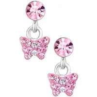 Limana Paar Ohrhänger Kinder Mädchen Ohrringe 925 Silber rosa hängende Schmetterling, Kinderohrringe für jeden Tag Geschenkidee