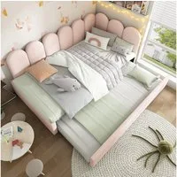 Celya Polsterbett Daybett 90x200cm,Tagesbett Schlafsofa mit Ausziehbett 90x190cm (Rosa, ohne Matratze), Kinderbett mit Lattenrost, Samt