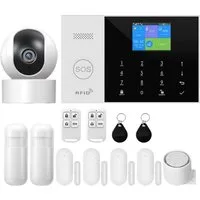 HS.SUPPLY WLAN Alarmanlage Set mit App, Bewegungsmelder & Türsensor Alarmanlage (Smart Alarmanlage mit App, 100 dB Sirene und 24h Akku-Backup)