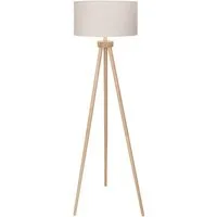 Aigostar LED Stehlampe Vintage mit Leinenschirm Lampenschirm und Fußschalter,143 cm Höhe