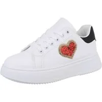 Ital-Design Damen Low-Top Freizeit Sneaker (88519581) Flach Sneakers Low in Weiß