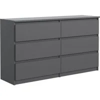 MAGOWA Schubkastenkommode Kommode 120cm - moderne Kommode mit 6 Schubladen für viel Stauraum (Breite 120cm Tiefe 39 cm Höhe 78,5 cm), Unterseite mit Gleitern für optimale Belüftung ausgestattet