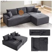 Juskys Ecksofa Coredo, Ecksofa, mit Rücken- & Dekokissen, Cordbezug, Modular platzierbar