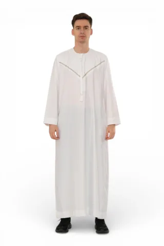 Herren Eid Weiße marokkanische Thobe Robe Djellaba Ramadan Eid Jubba- HM10
